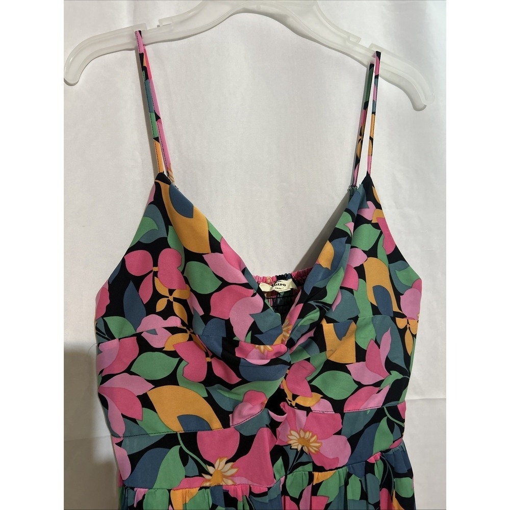 Entro Women's Floral Print Maxi Sundress Tiered Skirt Smocked Back Size L - Picture 2 of 4